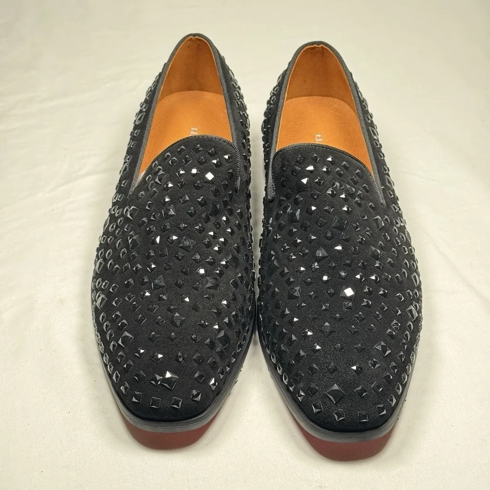 Mens Size 11 Black Studded Loafers‎ Slip On Dress Shoes Formal Party